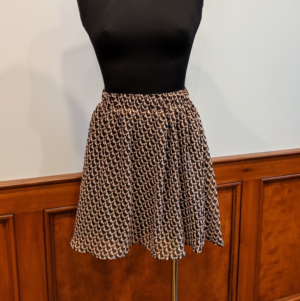 dELIA'S Pink Black Bunny Rabbit Print Skirt Easter